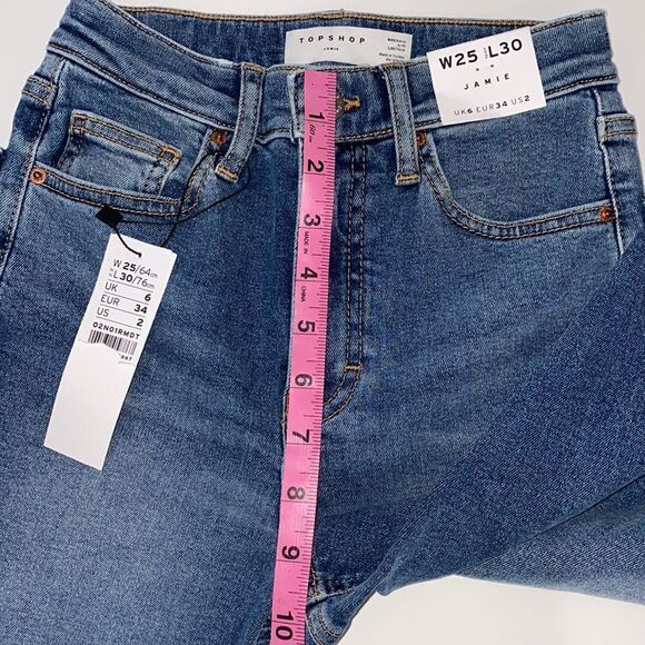 Topshop Jamie High Waisted Skinny Ripped Hem Jeans Size 2 - Picture 13 of 16